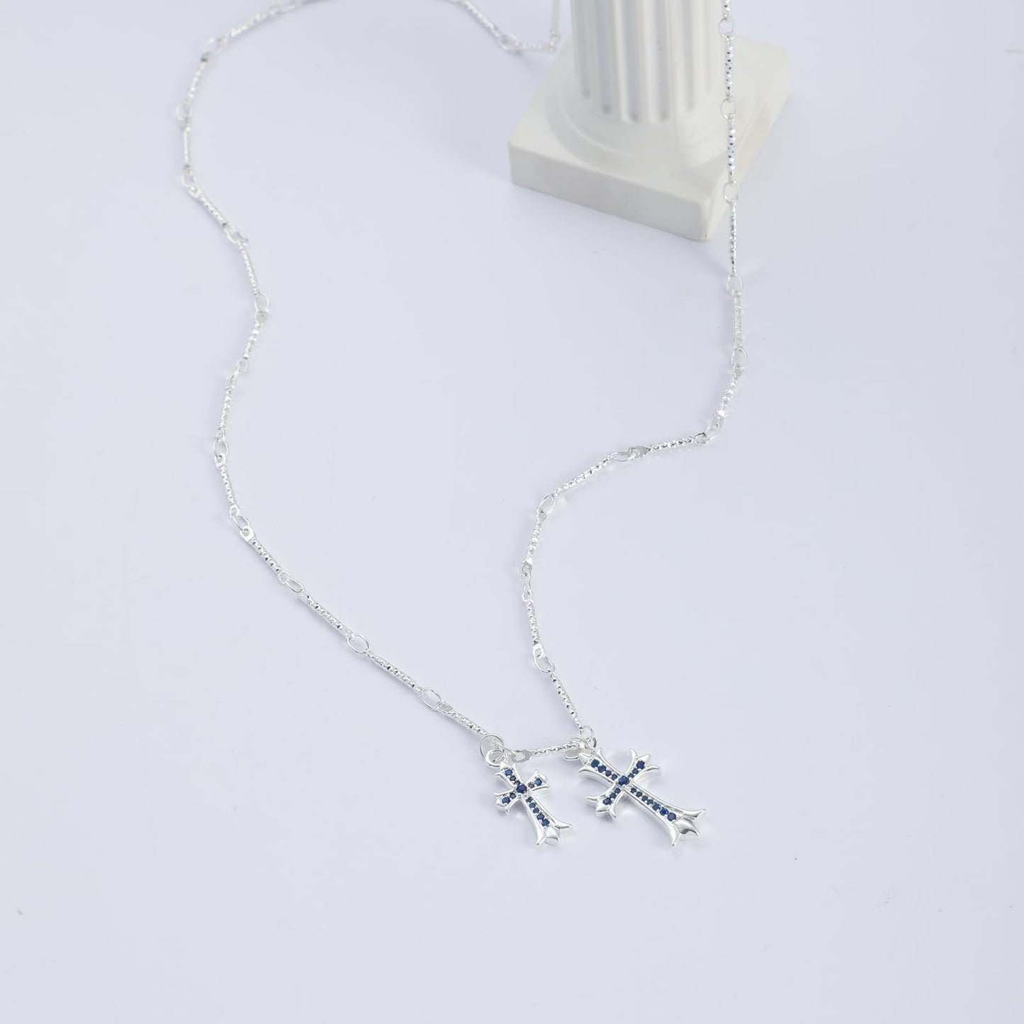 Cross Necklace 14K Gold/Silver Plated Double Cross Pendant Necklace