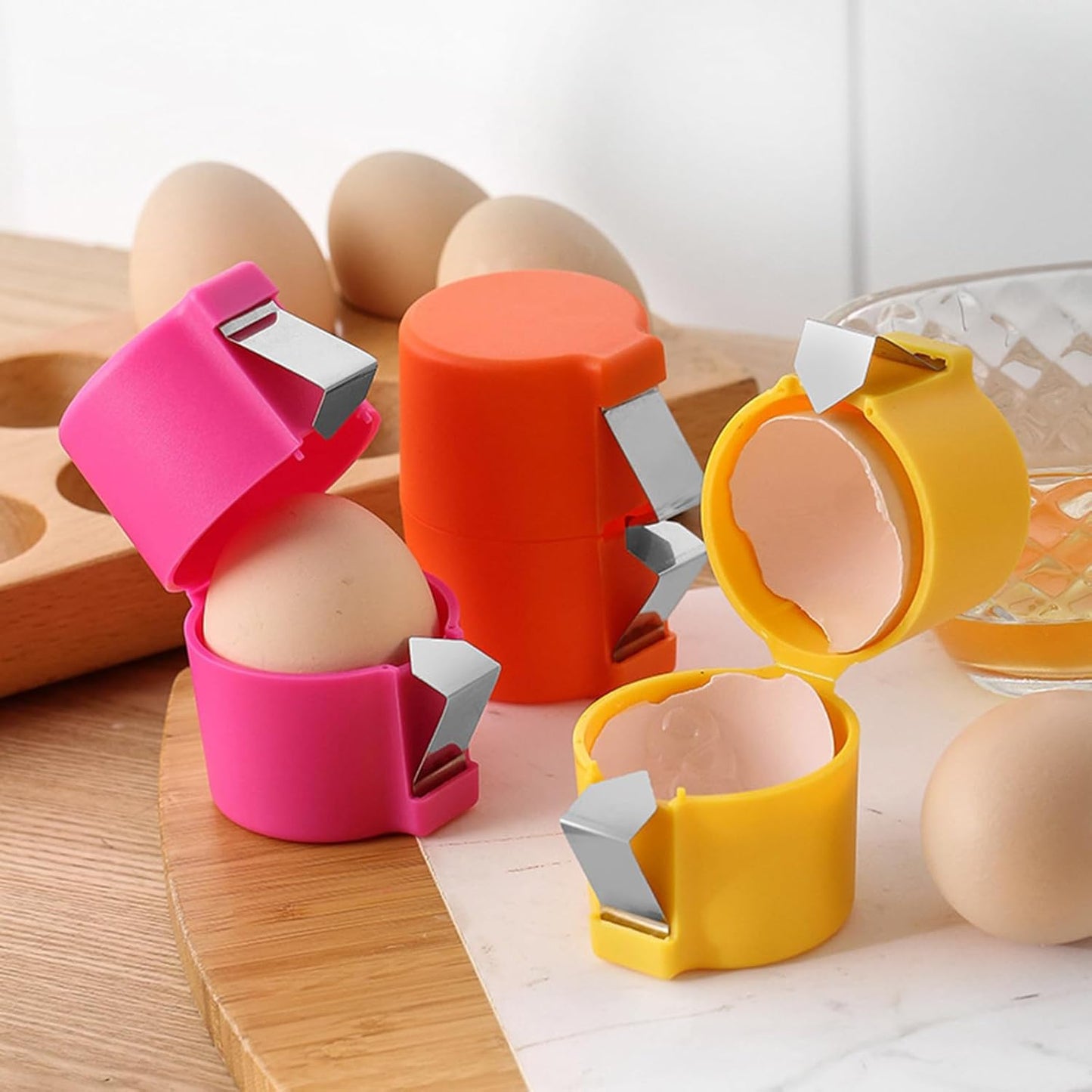 3PCS Egg Shell Opener, Egg Cracker Egg Peeler Egg Separator for Raw Eggs, Hard Boiled Egg Peeler Tool