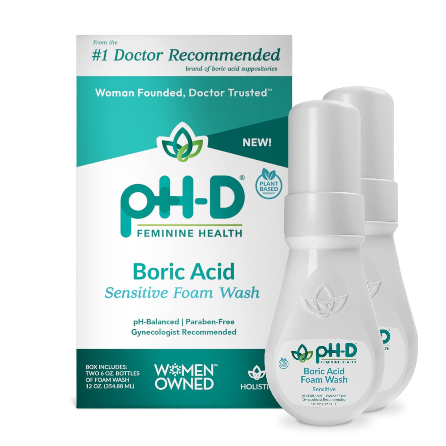 pH-D Feminine Health Support - Boric Acid Foam Wash - pH-Balanced, Paraben-Free, and Plant-based