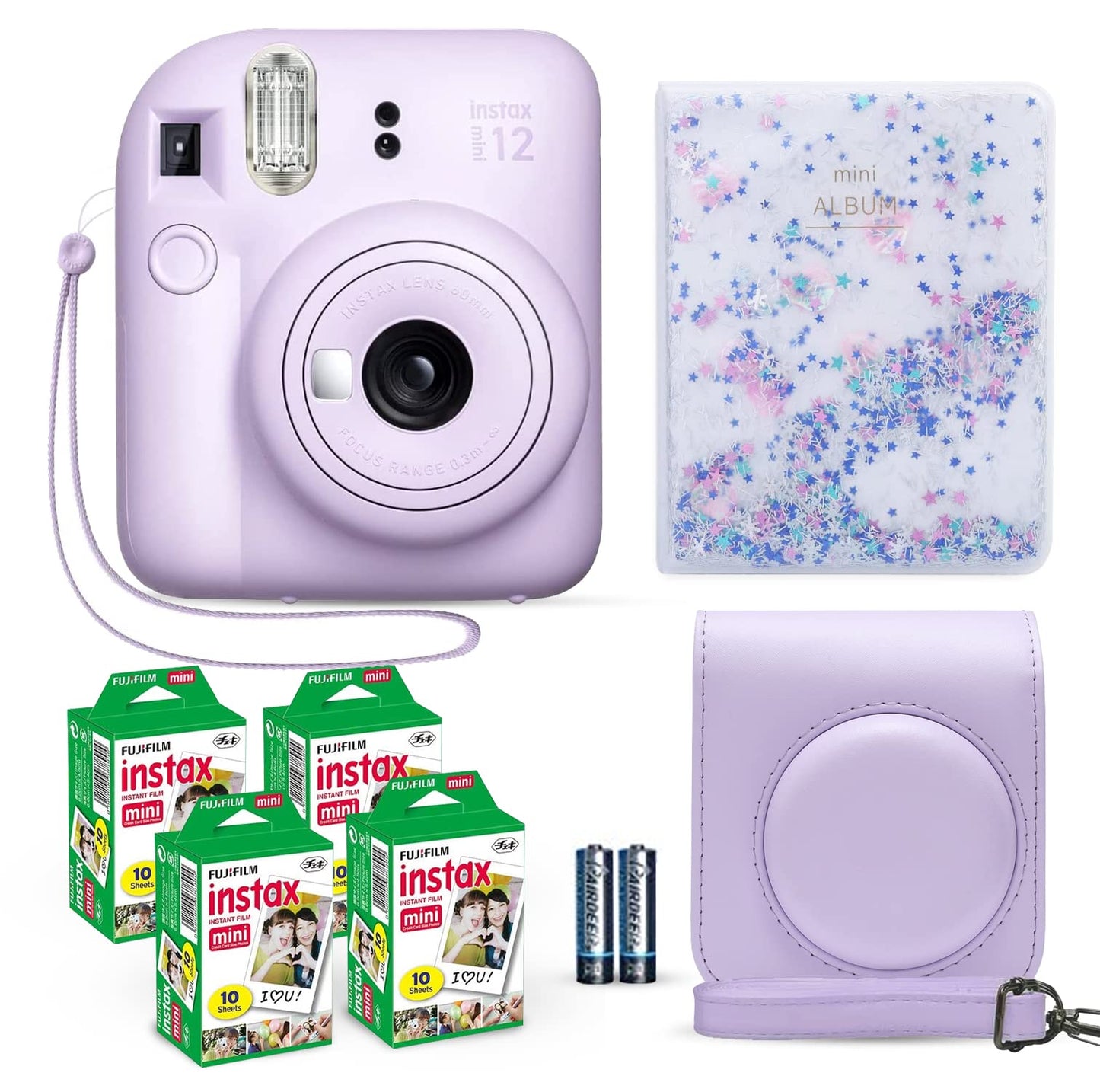 Fujifilm Instax Mini 12 Instant Camera Clay White + Fuji Film Value Pack (40 Sheets) + Shutter Accessories Bundle, Incl.