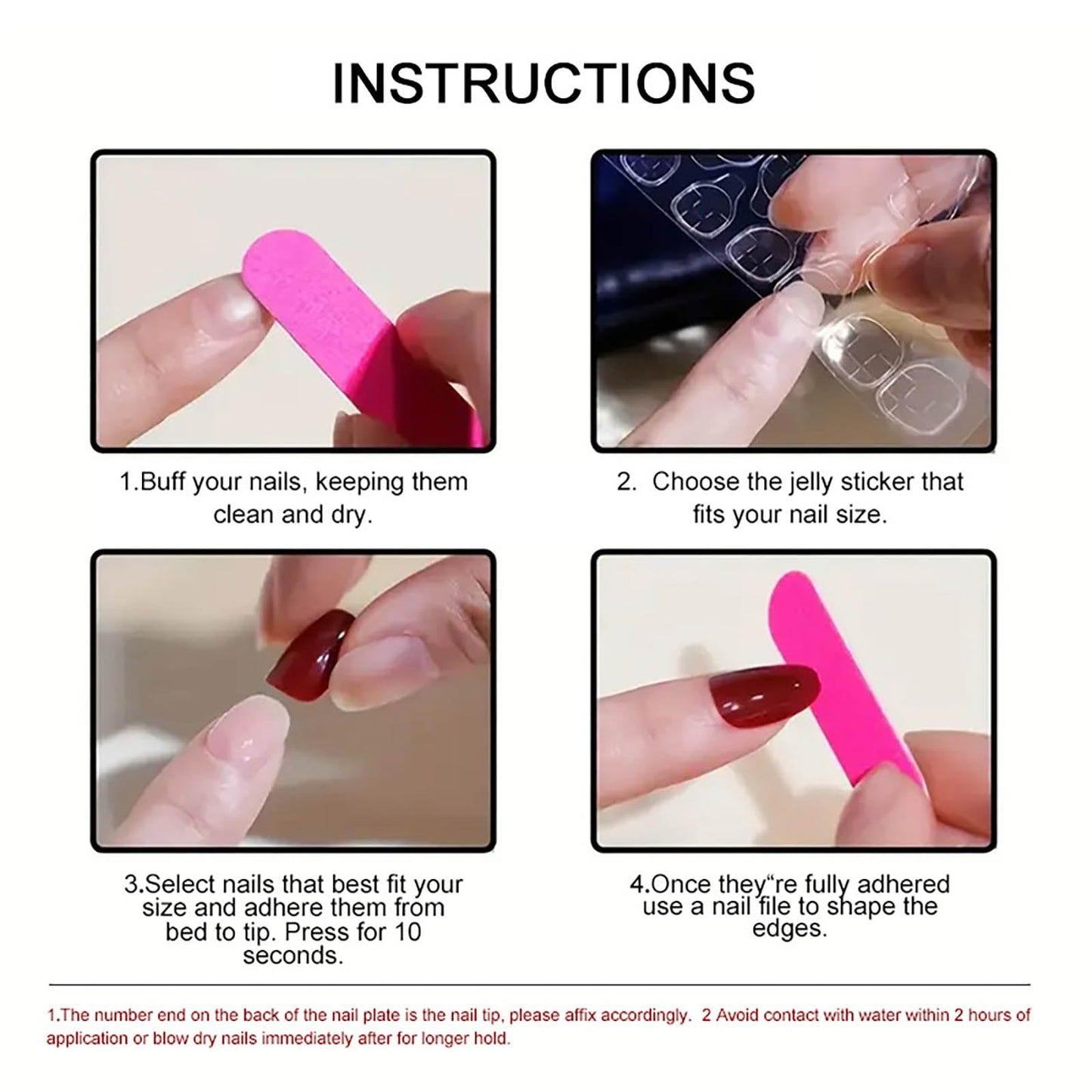 24Pcs Red French Tip Fake Nails Long Square Press on Nails pink Full Cover Glue on Nails with 3D Flower