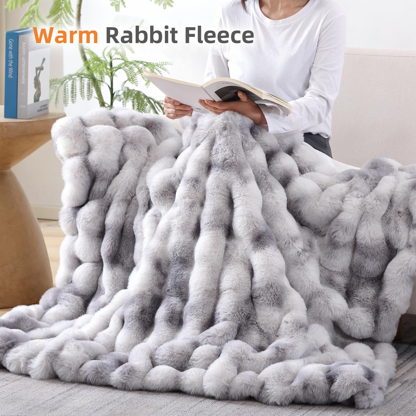 Smoofy Faux Fur Throw Blanket for Couch – Blush Pink Fluffy Cozy