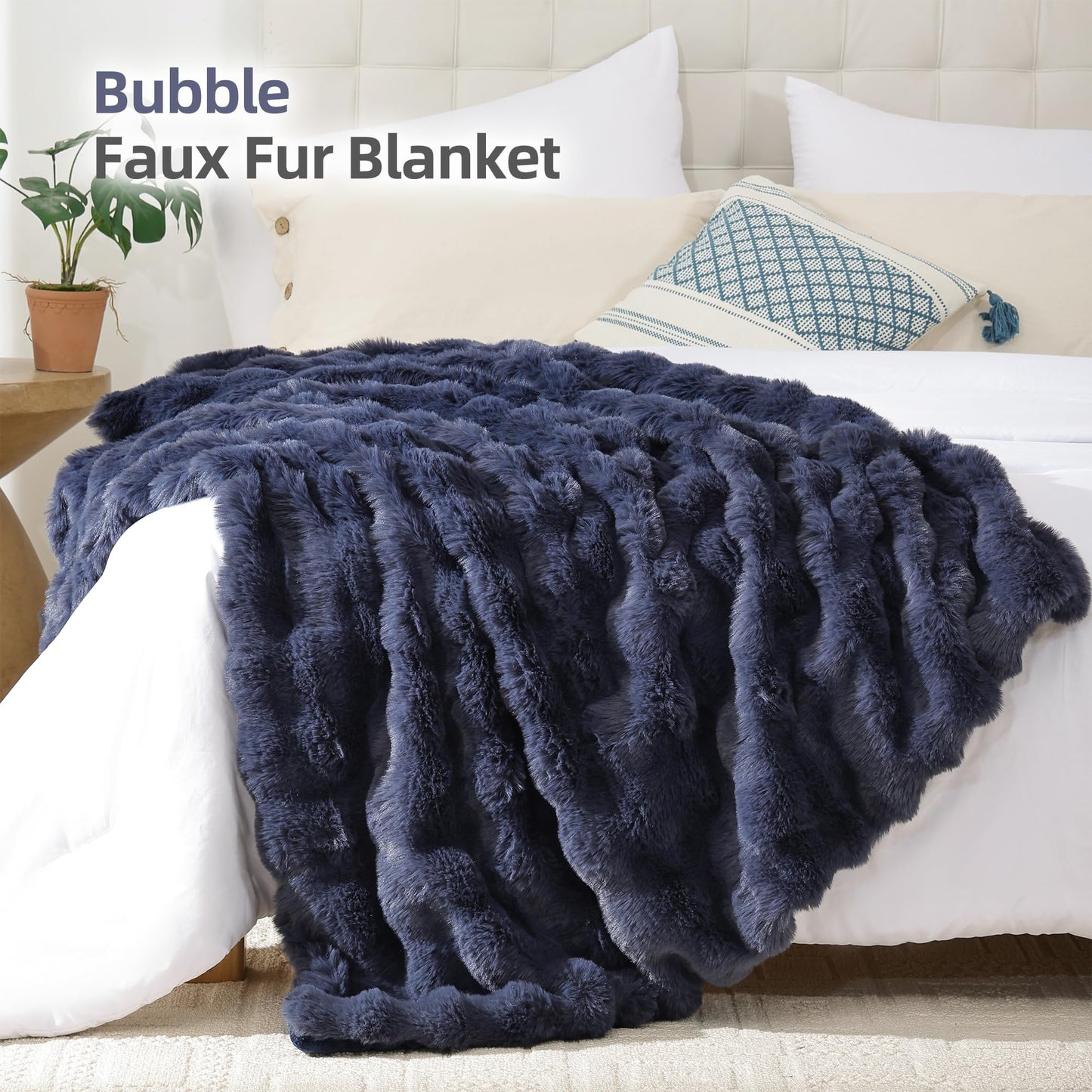 Smoofy Faux Fur Throw Blanket for Couch – Blush Pink Fluffy Cozy