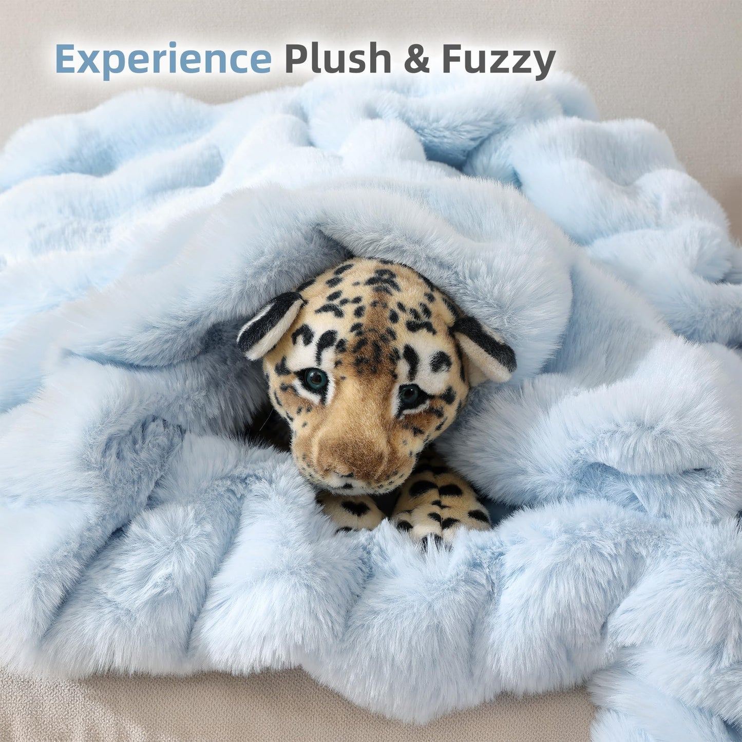 Smoofy Faux Fur Throw Blanket for Couch – Blush Pink Fluffy Cozy