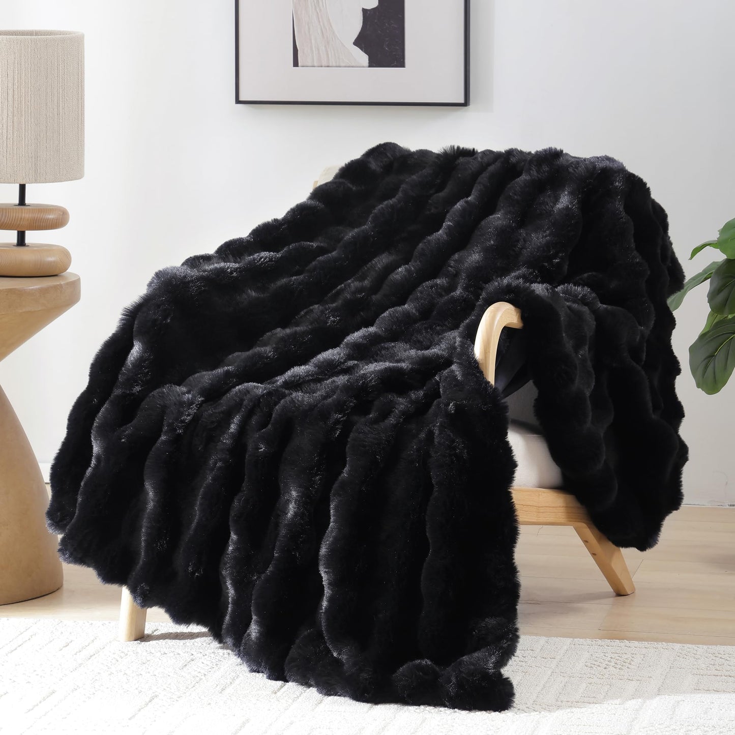 Smoofy Faux Fur Throw Blanket for Couch – Blush Pink Fluffy Cozy