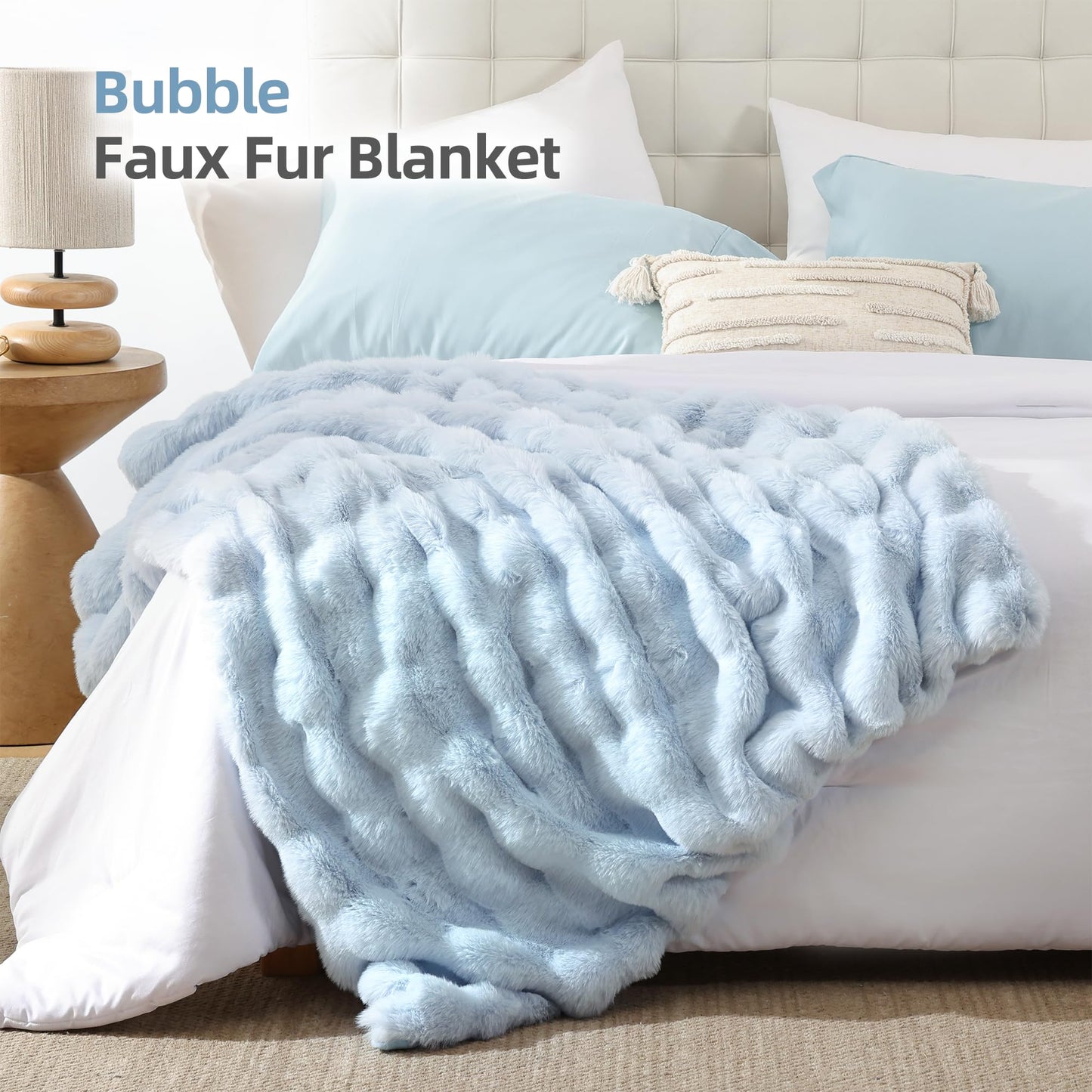 Smoofy Faux Fur Throw Blanket for Couch – Blush Pink Fluffy Cozy