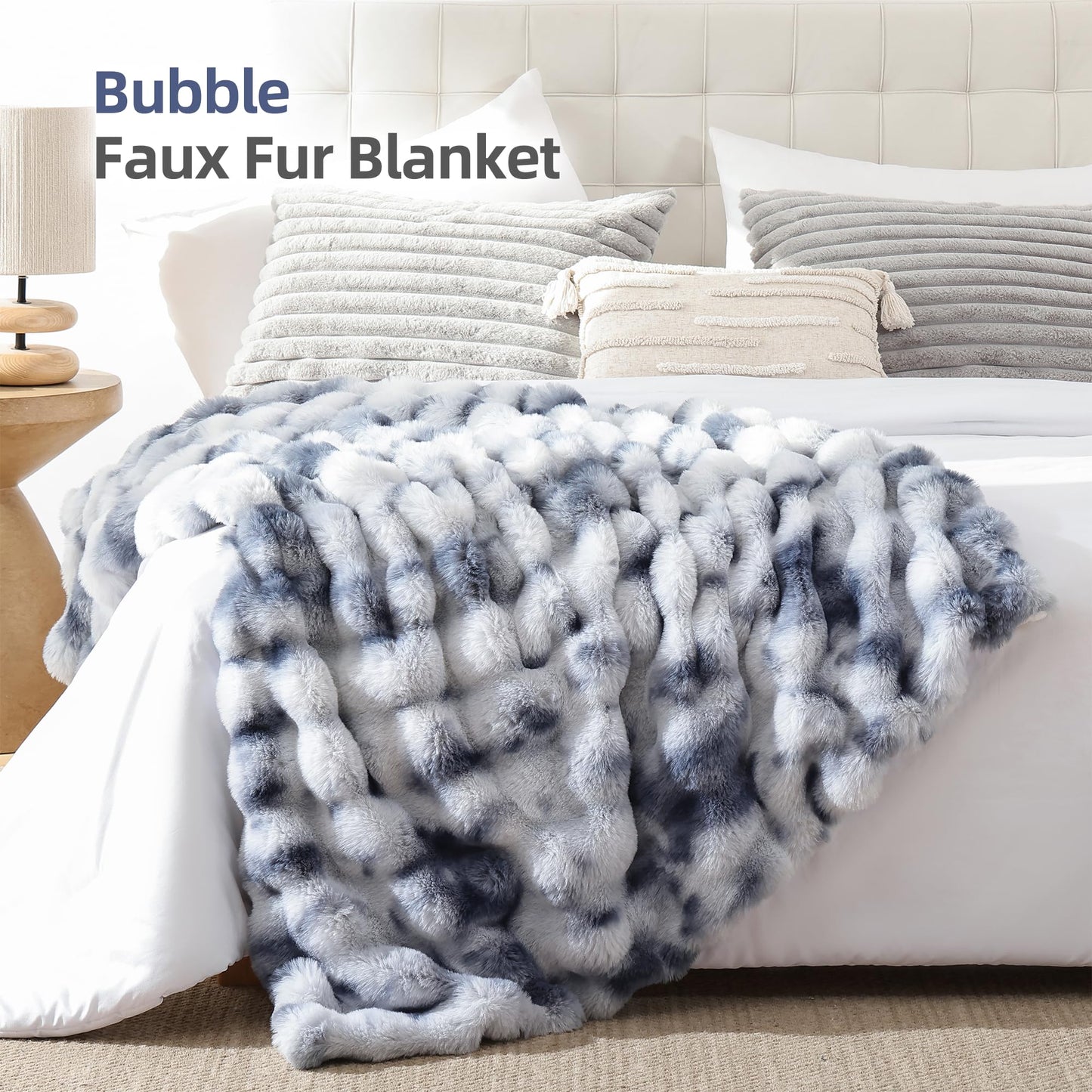 Smoofy Faux Fur Throw Blanket for Couch – Blush Pink Fluffy Cozy