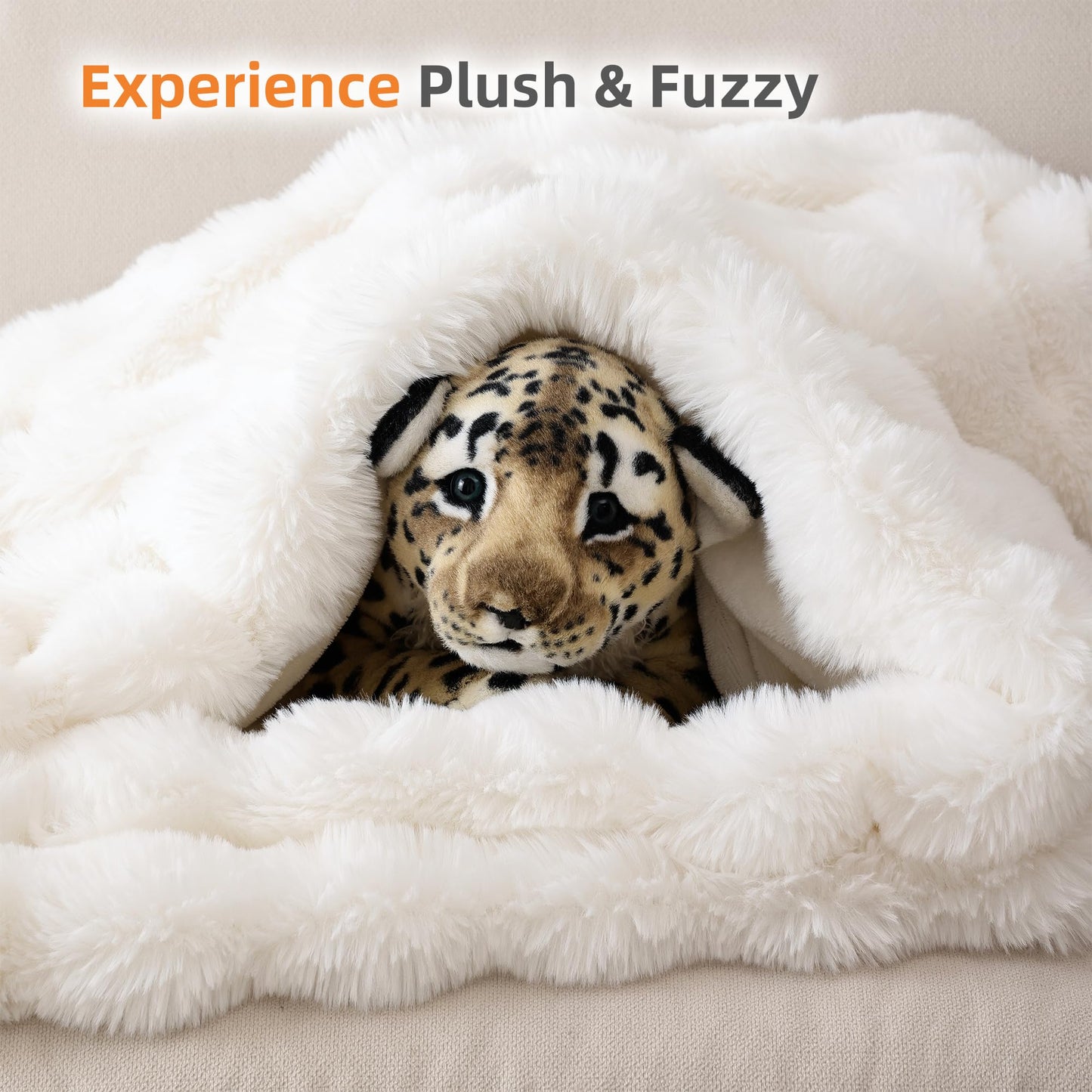 Smoofy Faux Fur Throw Blanket for Couch – Blush Pink Fluffy Cozy