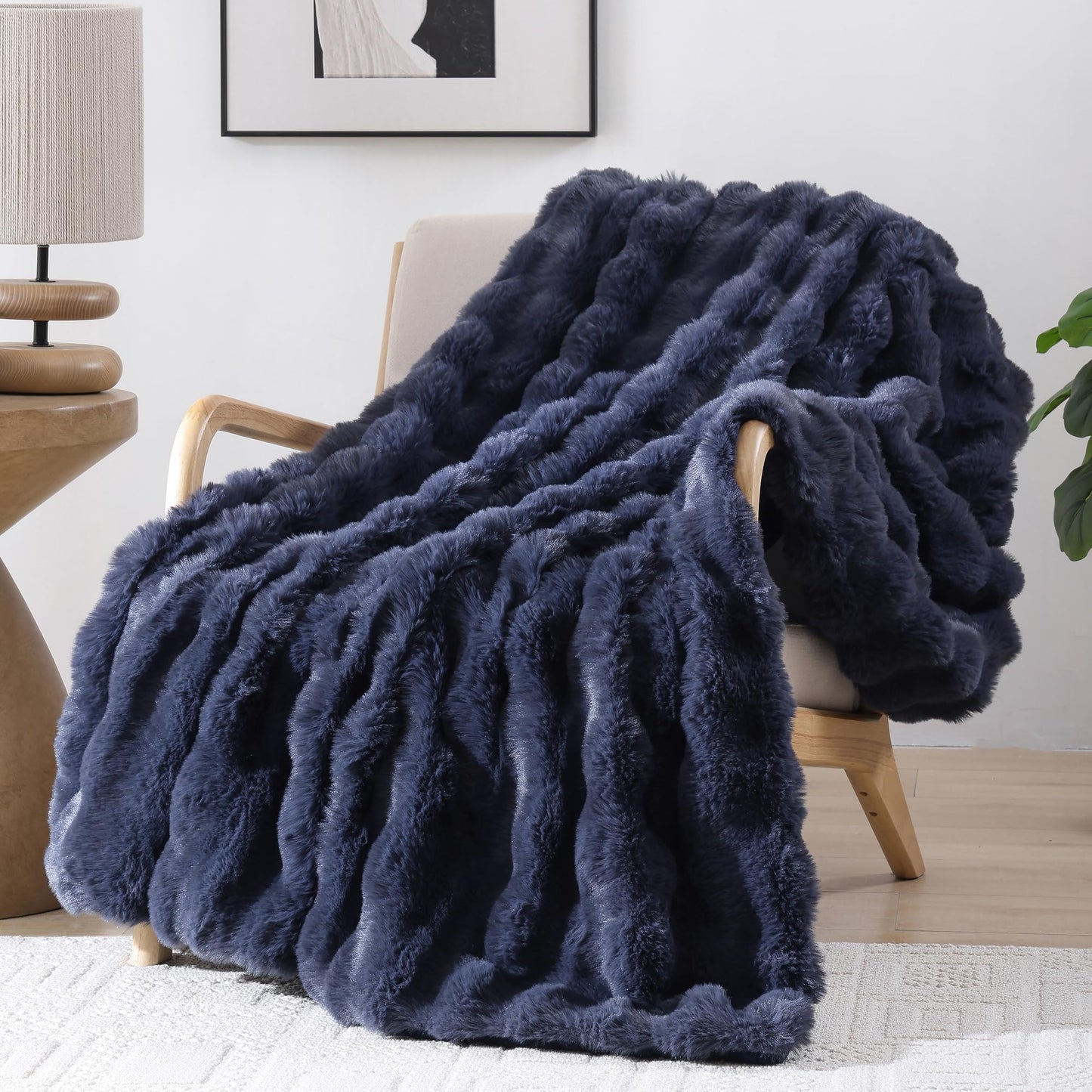 Smoofy Faux Fur Throw Blanket for Couch – Blush Pink Fluffy Cozy