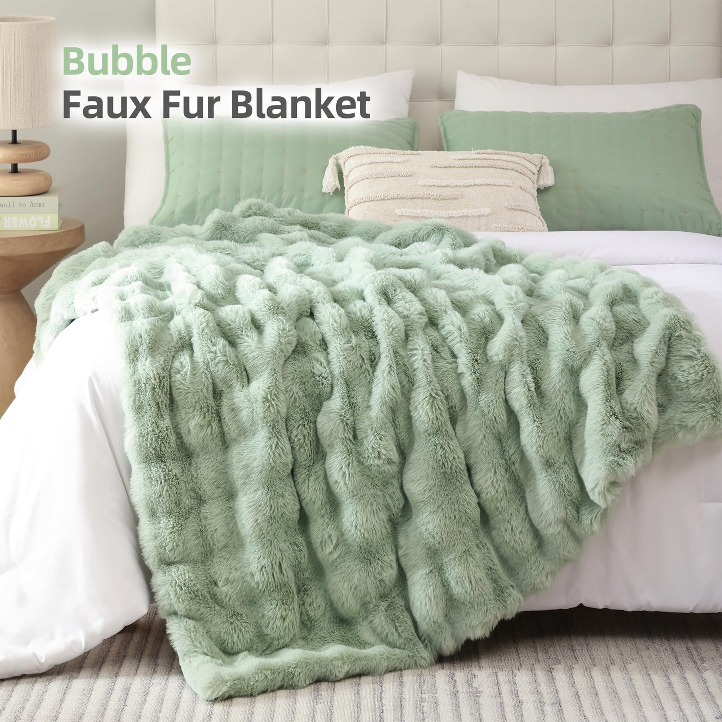 Smoofy Faux Fur Throw Blanket for Couch – Blush Pink Fluffy Cozy