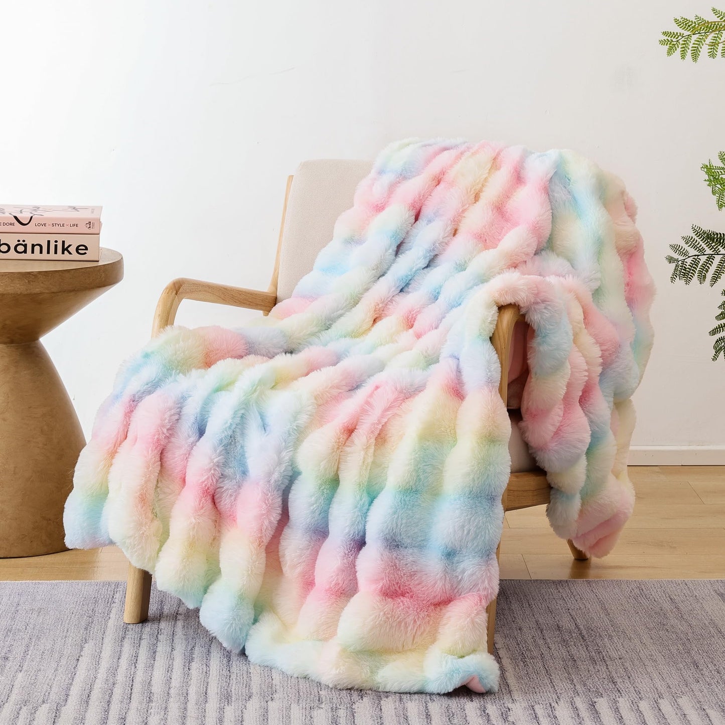 Smoofy Faux Fur Throw Blanket for Couch – Blush Pink Fluffy Cozy