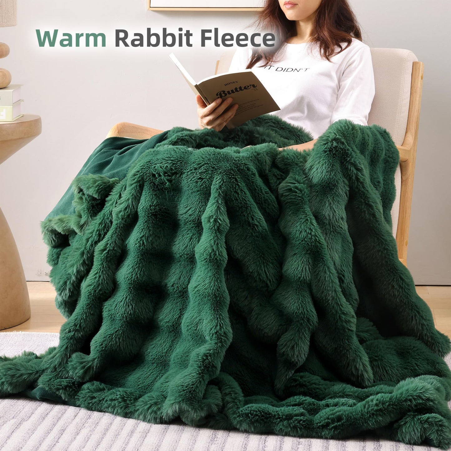 Smoofy Faux Fur Throw Blanket for Couch – Blush Pink Fluffy Cozy