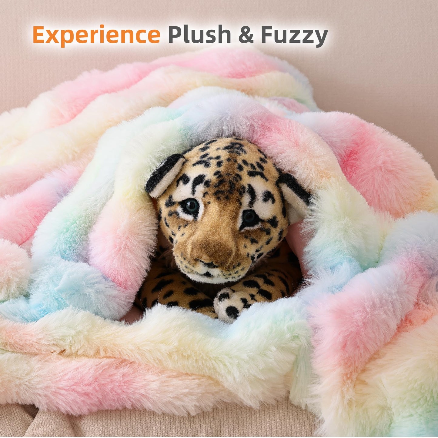 Smoofy Faux Fur Throw Blanket for Couch – Blush Pink Fluffy Cozy