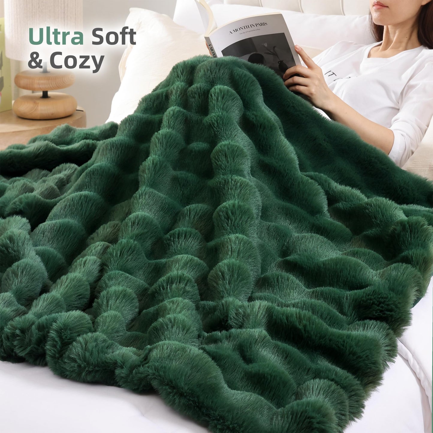 Smoofy Faux Fur Throw Blanket for Couch – Blush Pink Fluffy Cozy