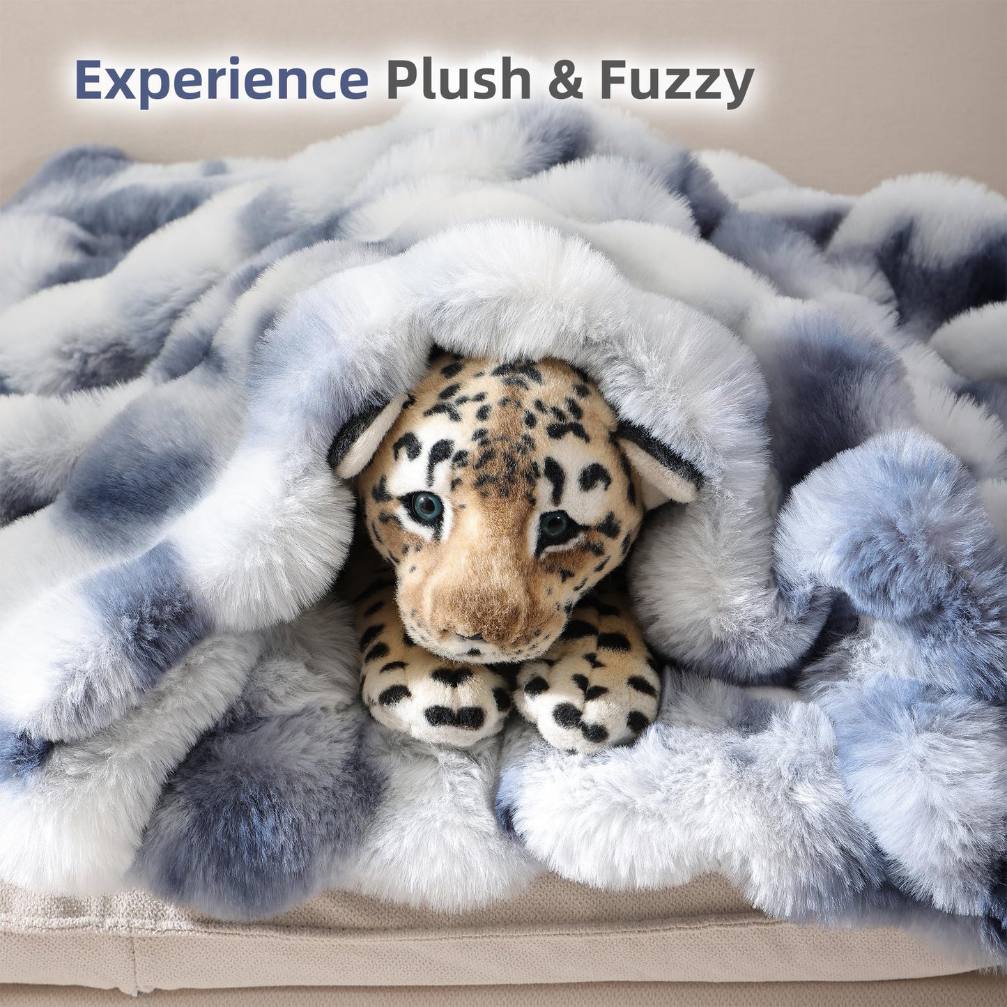 Smoofy Faux Fur Throw Blanket for Couch – Blush Pink Fluffy Cozy