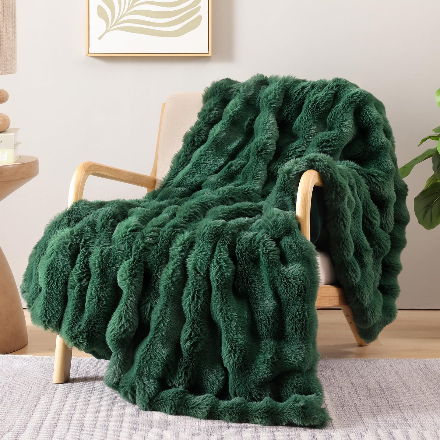 Smoofy Faux Fur Throw Blanket for Couch – Blush Pink Fluffy Cozy