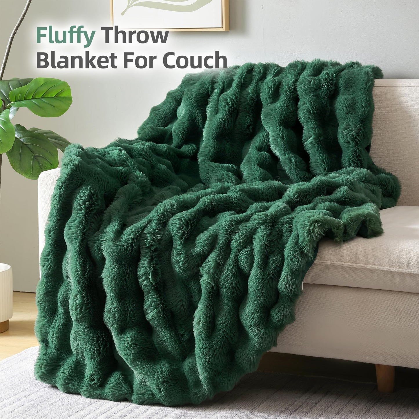 Smoofy Faux Fur Throw Blanket for Couch – Blush Pink Fluffy Cozy