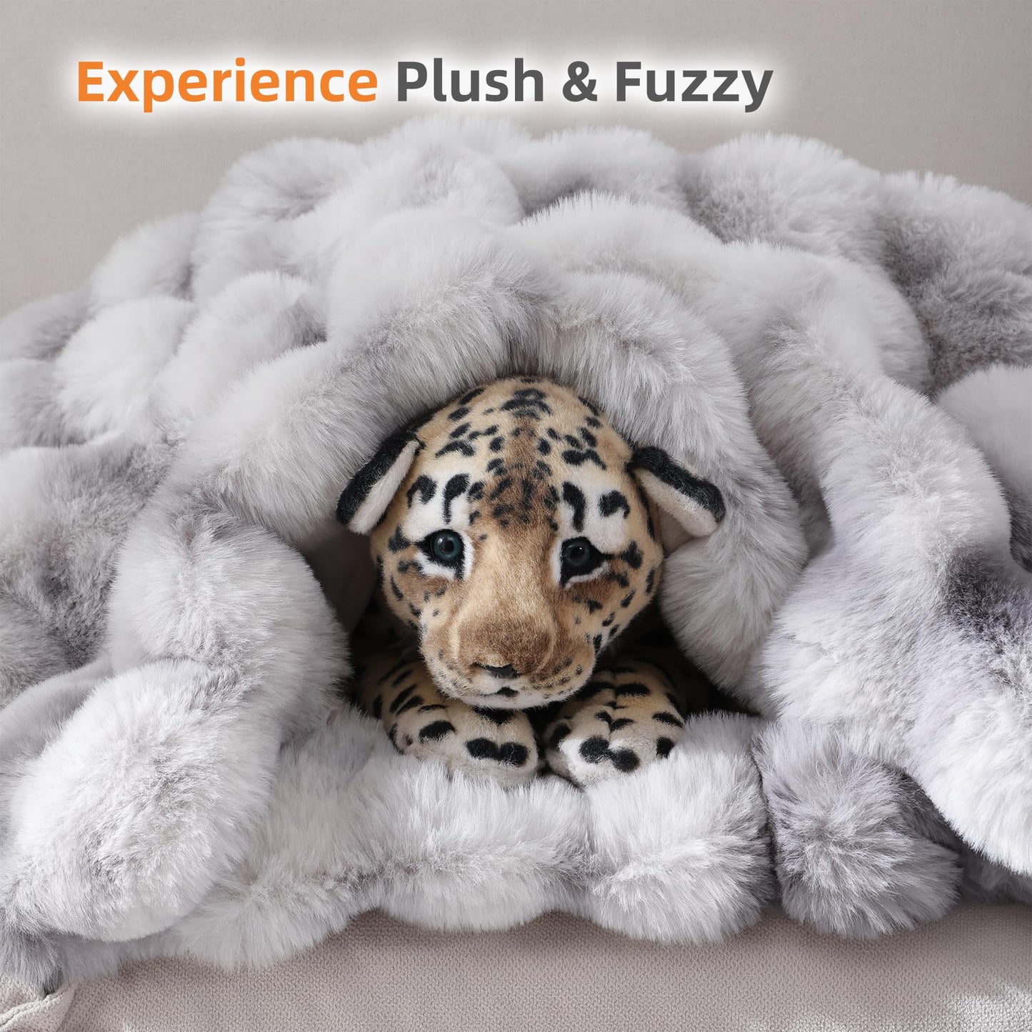 Smoofy Faux Fur Throw Blanket for Couch – Blush Pink Fluffy Cozy