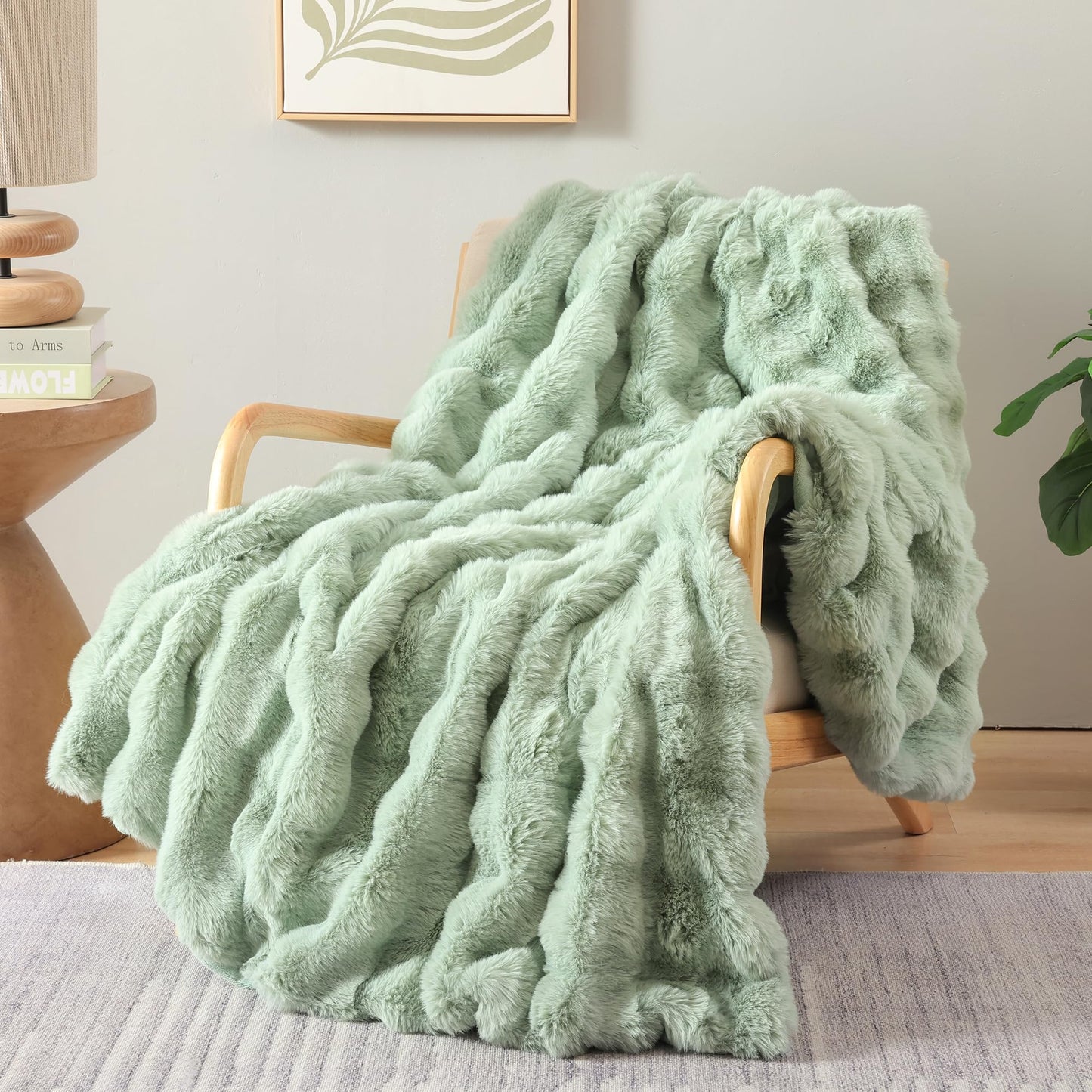 Smoofy Faux Fur Throw Blanket for Couch – Blush Pink Fluffy Cozy