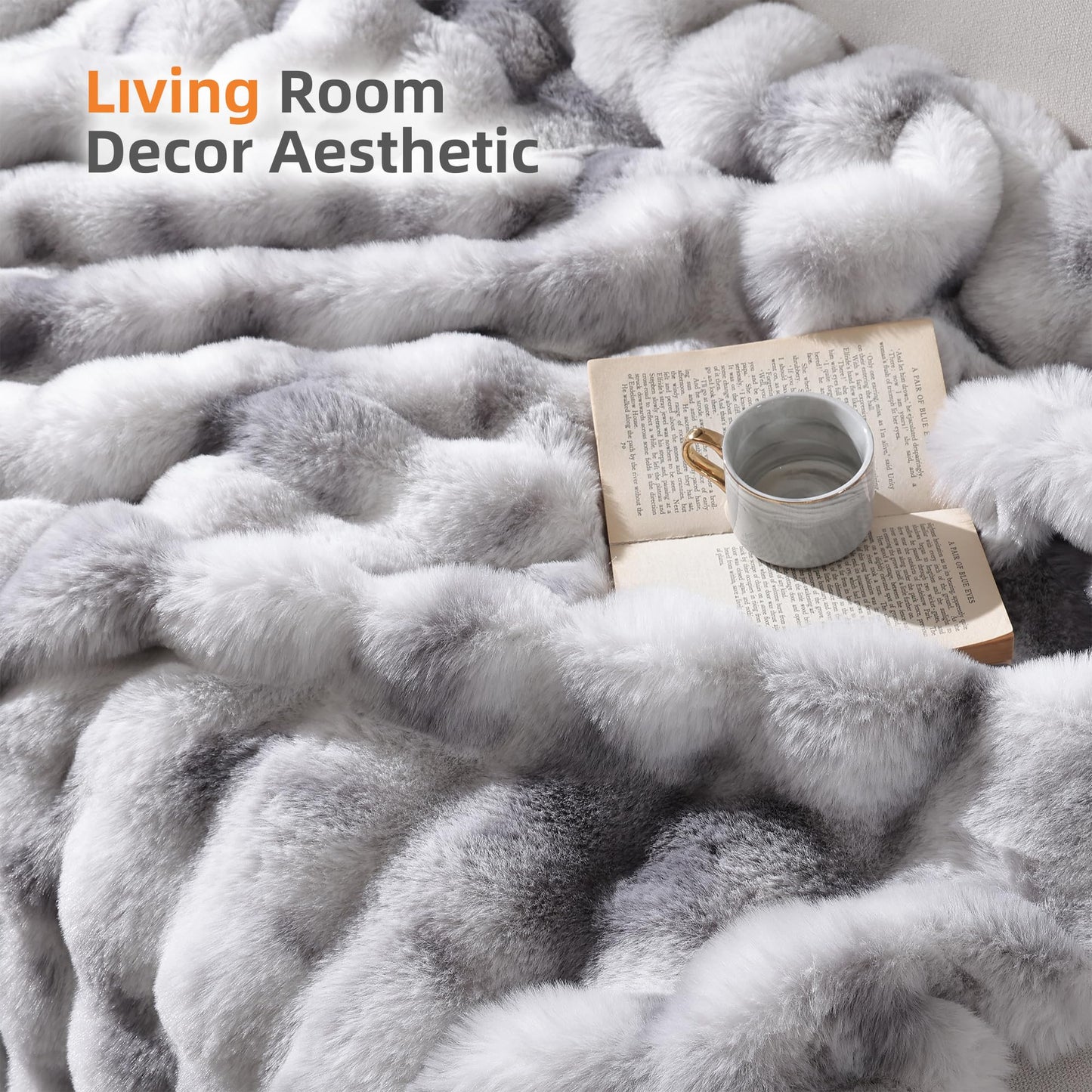 Smoofy Faux Fur Throw Blanket for Couch – Blush Pink Fluffy Cozy
