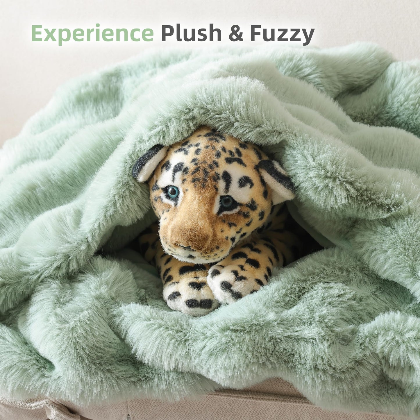 Smoofy Faux Fur Throw Blanket for Couch – Blush Pink Fluffy Cozy