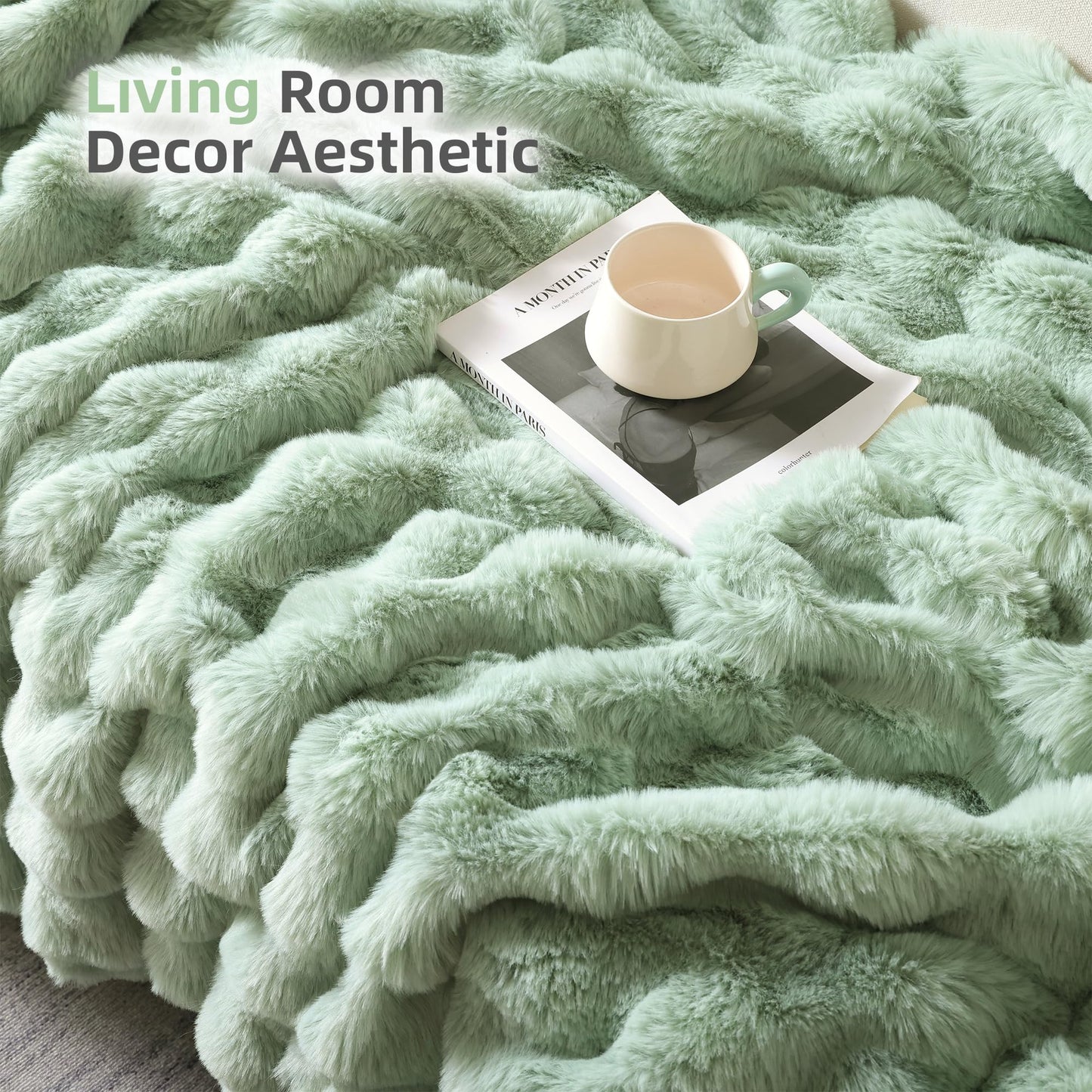 Smoofy Faux Fur Throw Blanket for Couch – Blush Pink Fluffy Cozy