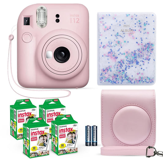 Fujifilm Instax Mini 12 Instant Camera Clay White + Fuji Film Value Pack (40 Sheets) + Shutter Accessories Bundle, Incl.