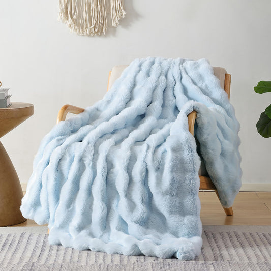 Smoofy Faux Fur Throw Blanket for Couch – Blush Pink Fluffy Cozy