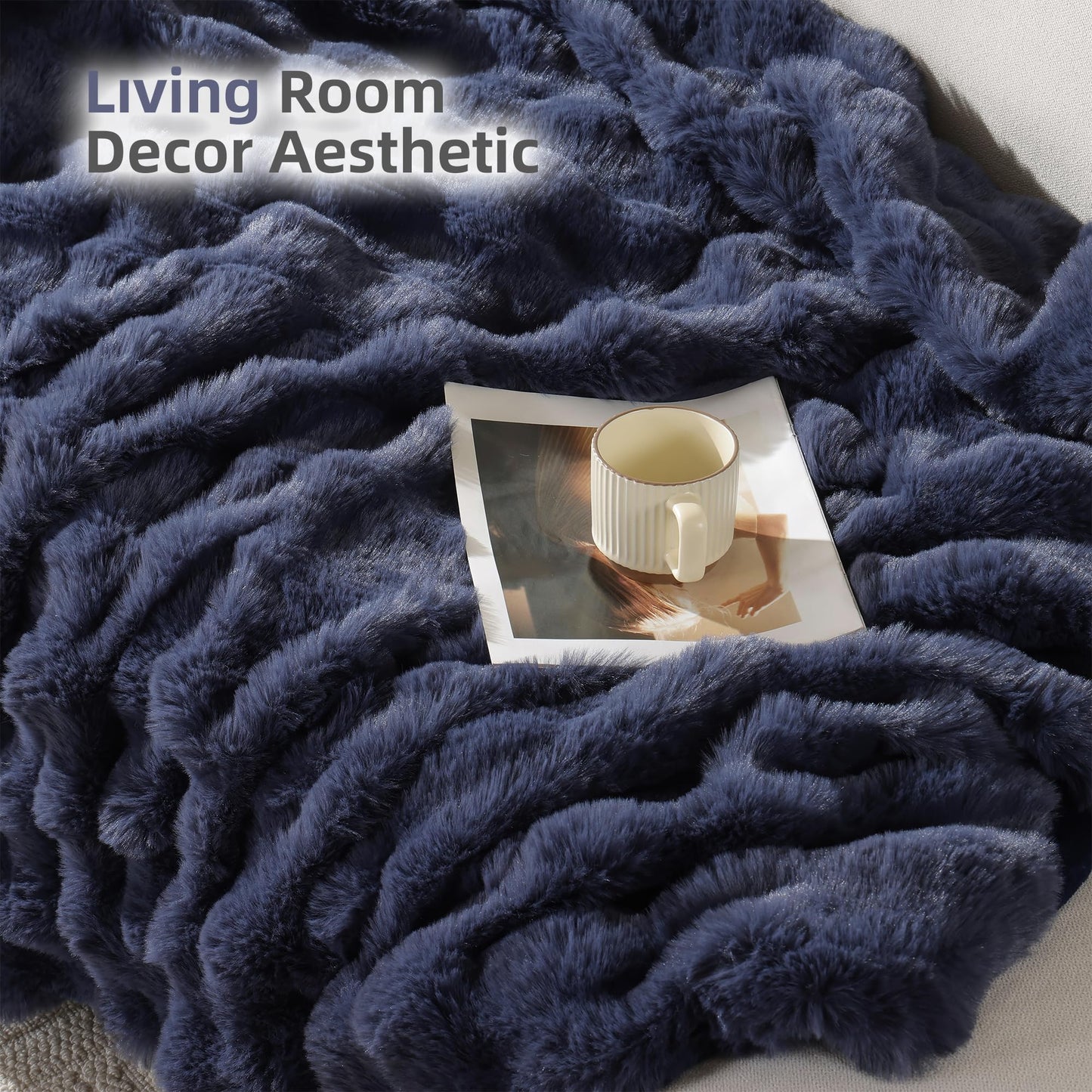 Smoofy Faux Fur Throw Blanket for Couch – Blush Pink Fluffy Cozy